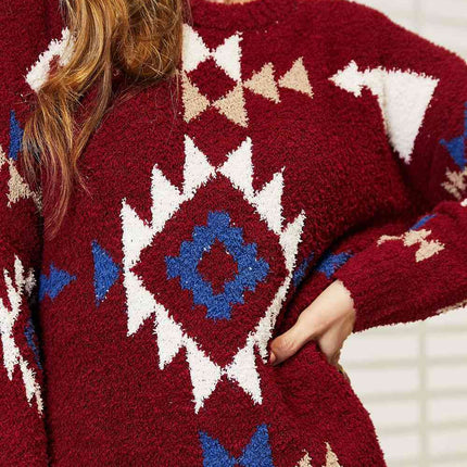 HEYSON Full Size Aztec Soft Fuzzy Sweater