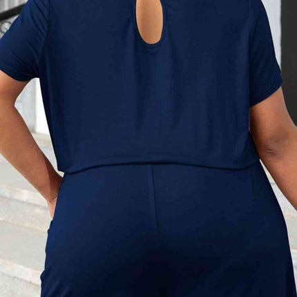 Plus Size Drawstring Waist Romper with Pockets