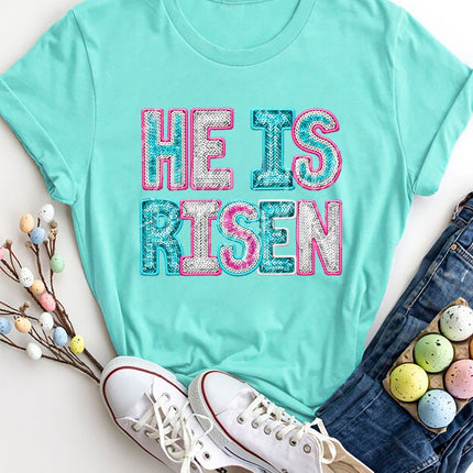 HE IS RISEN Sequin Round Neck T-Shirt