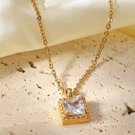 Rhinestone Pendant Gold-Plated Necklace
