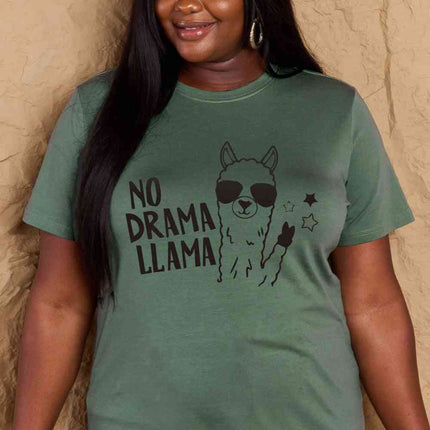 Simply Love Full Size NO DRAMA LLAMA Graphic Cotton Tee