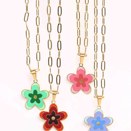 Flower Pendant Stainless Steel Necklace
