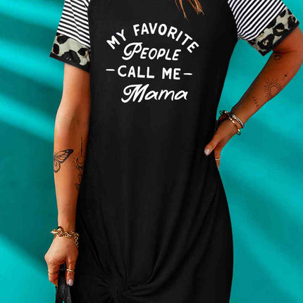 Slogan Graphic Short Sleeve Twisted Dress