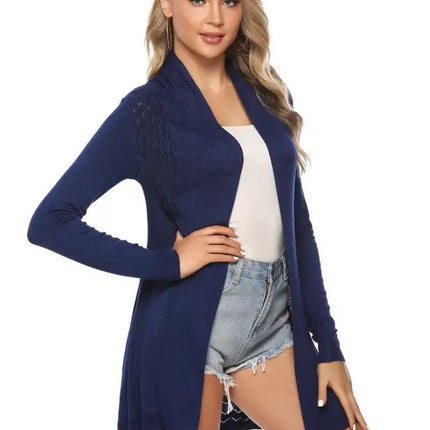 Cárdigan de manga larga de punto abierto para mujer 