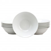 Gibson Home Noble Court 7 Inch Fine Ceramic Bowls in White 12 Piece Set