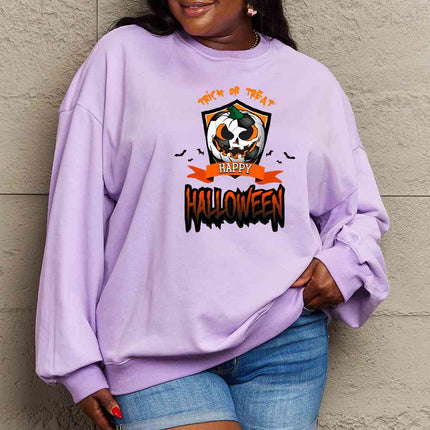 Simply Love Full Size TRICK OR TREAT HAPPY HALLOWEEN Graphic Sweatshirt