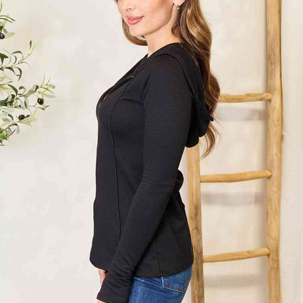 Culture Code Full Size Exposed Seam Long Sleeve Hoodie