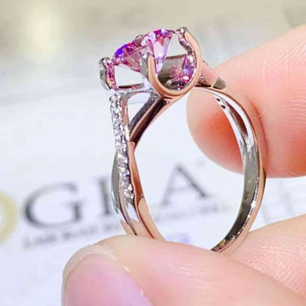 1 Carat Moissanite Crisscross 925 Sterling Silver Ring