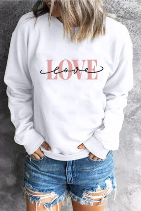 LOVE Round Neck Dropped Shoulder Sweatshirt - Vickie Lynn's