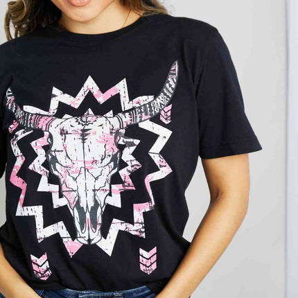 mineB Full Size Graphic Round Neck Tee Shirt