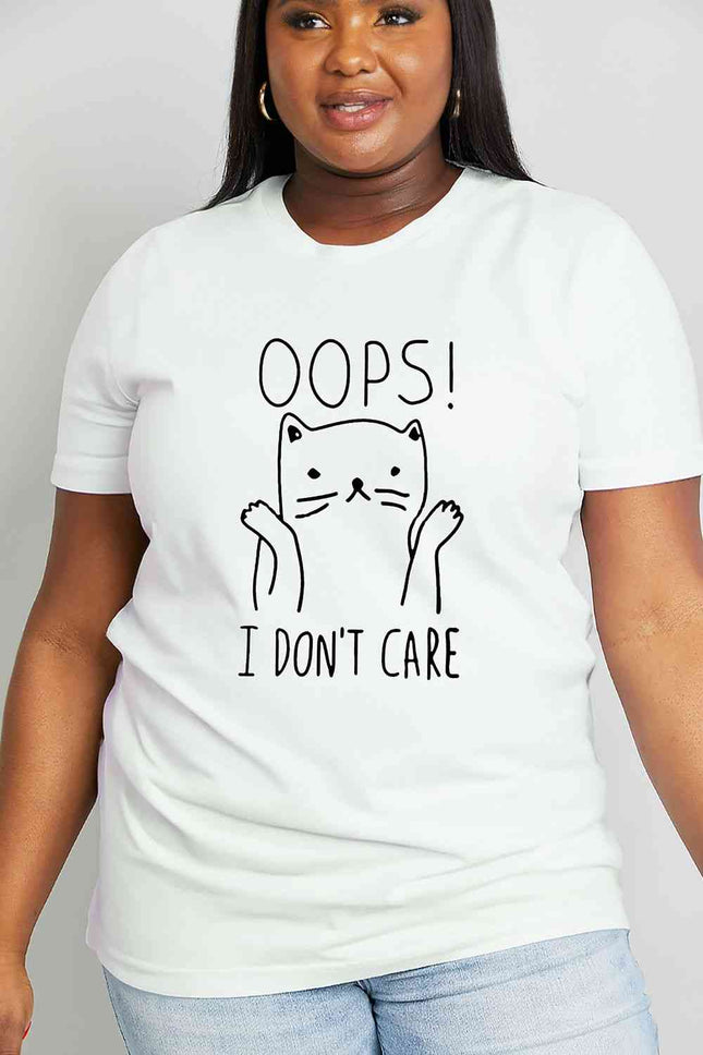 Simply Love Full Size OOPS I DONâ€™T CARE Graphic Cotton Tee