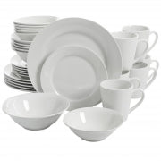 Gibson Home Noble Court 30 Piece Ceramic Dinnerware Set in White