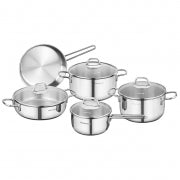 Korkmaz Perla 9 Piece Stainless Steel Cookware Set in Silver