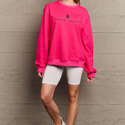 Simply Love Full Size ROCKIN AROUND  Long Sleeve Sweatshirt