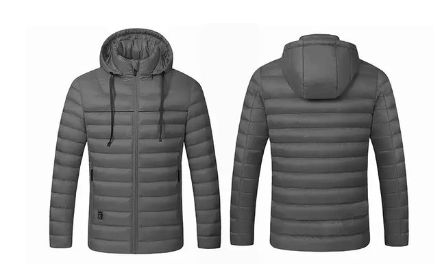 Color: Grey, Size: XL - Heated cotton smart electric down jacket