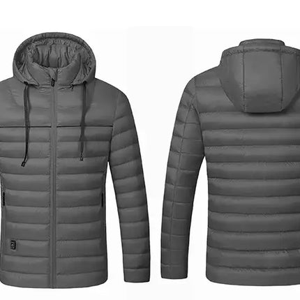 Color: Gris, Talla: XXL - Chaqueta de plumón eléctrica inteligente de algodón con calefacción