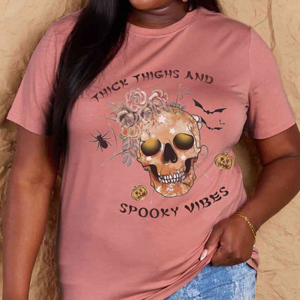 Simply Love Full Size THICK THIGHS AND SPOOKY VIBES Graphic Cotton T-Shirt
