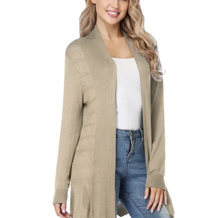 Cárdigan largo calado de punto para mujer 