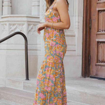 Floral Spaghetti Strap Wide Leg Jumpsuit