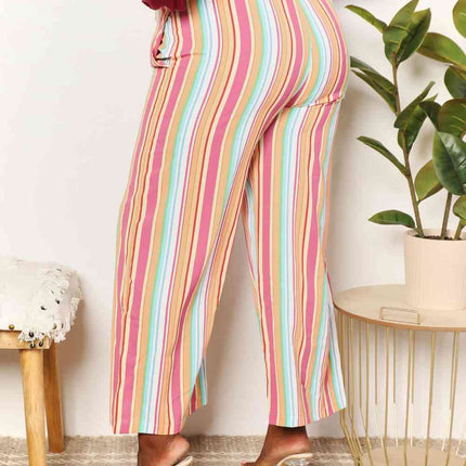Double Take Striped Smocked Waist Pants with Pockets - Vickie Lynn's