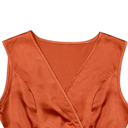 Slit Surplice Sleeveless Midi Dress