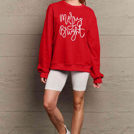 Simply Love Full Size MERRY AND BRIGHT Graphic Sweatshirt
