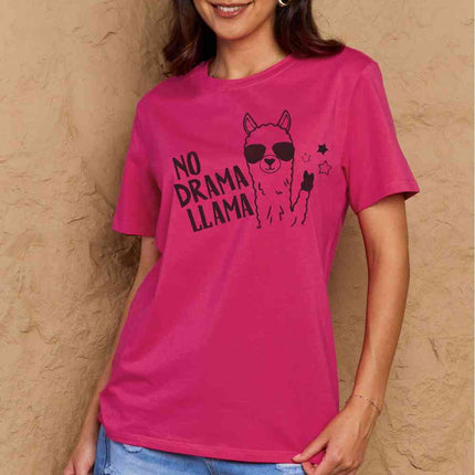 Simply Love Full Size NO DRAMA LLAMA Graphic Cotton Tee