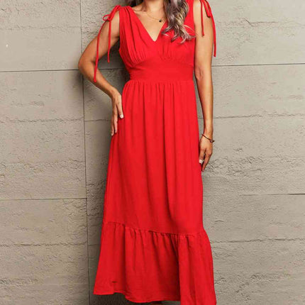Drawstring V-Neck Sleeveless Dress