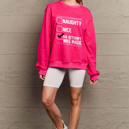 Simply Love Full Size Letter Graphic Long Sleeve Sweatshirt