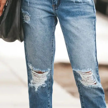 Women's Temperament Ripped Jeans Pants