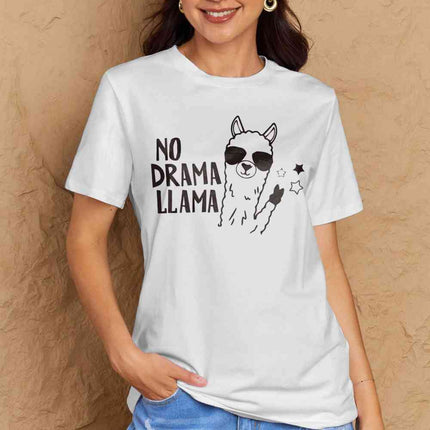 Simply Love Full Size NO DRAMA LLAMA Graphic Cotton Tee