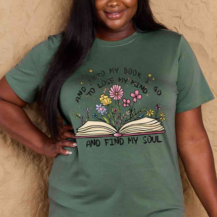 Simply Love Full Size Book & Flower Graphic Cotton Tee