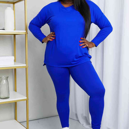 Zenana Ready to Relax Full Size Brushed Microfiber Loungewear Set in Bright Blue