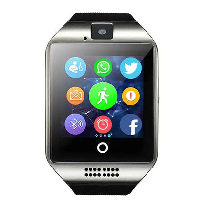 Color: Plata Negro - Reloj inteligente con cámara Bluetooth