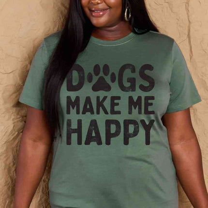 Simply Love Full Size DOGS MAKE ME HAPPY Graphic Cotton T-Shirt