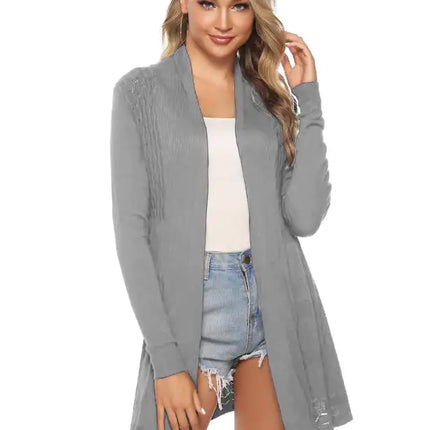 Cárdigan de manga larga de punto abierto para mujer 