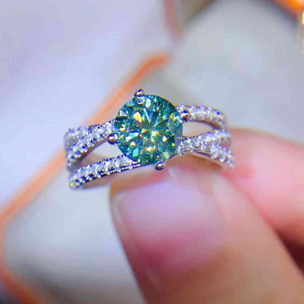1 Carat Moissanite Contrast 925 Sterling Silver Ring