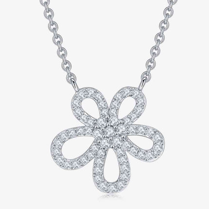 Moissanite Flower Pendant 925 Sterling Silver Necklace