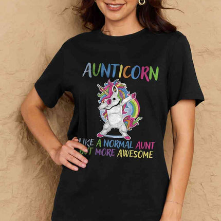 Simply Love Full Size AUNTICORN LIKE A NORMAL AUNT BUT MORE AWESOME Graphic Cotton Tee