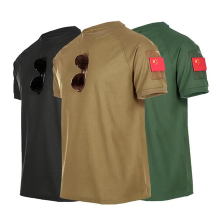 Round Neck Short Sleeve Military Fan Plus Size Tactical T-shirt