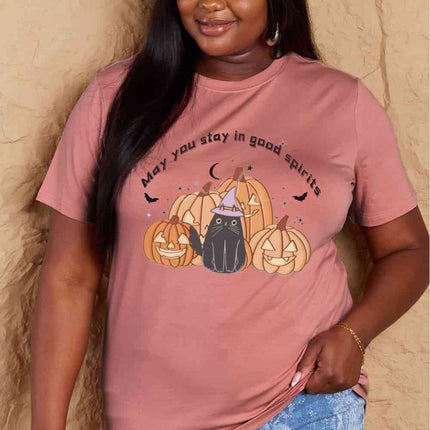 Simply Love Full Size MAY YOU STAY IN GOOD SPIRITS Graphic Cotton T-Shirt