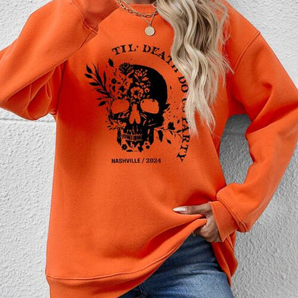 Graphic Round Neck Dropped Shoulder Sweatshirt