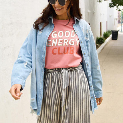 Simply Love Full Size GOOD ENERGY CLUB Short Sleeve T-Shirt