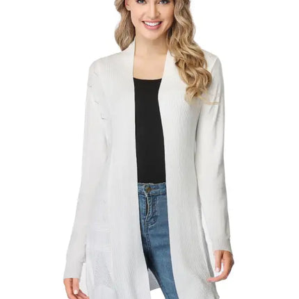 Cárdigan largo calado de punto para mujer 