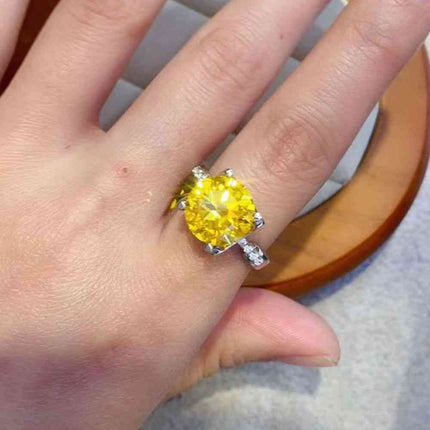 5 Carat Moissanite 925 Sterling Silver Ring in Banana Yellow