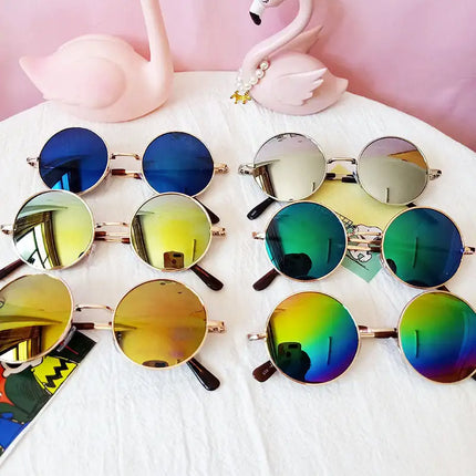 Retro Fashion Colorful Round Frame Sunglasses Prince Style