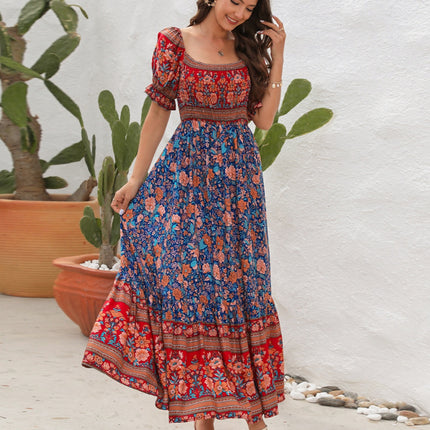 Floral Flounce Sleeve Midi Dress