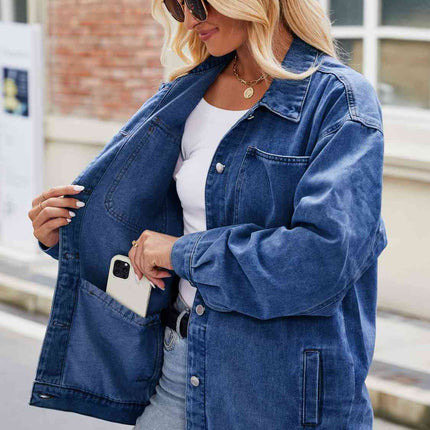 Button Up Denim Jacket with Pockets