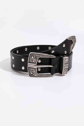 Double Row Studded PU Leather Belt