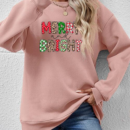 MERRY AND BRIGHT Round Neck Sweatshirt